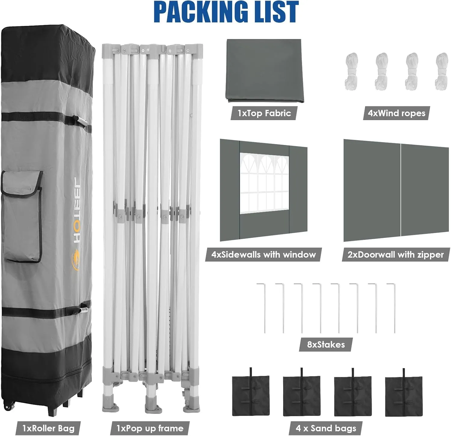 HOTEEL 10x20 Pop up Canopy Tent for Parties, Heavy Duty Easy Setup Tent with 6 Sidewalls, Outdoor Commercial Instant Gazebo for Wedding Event, with Roller Bag & Sand Bags, Grey(Hexagonal Frame)