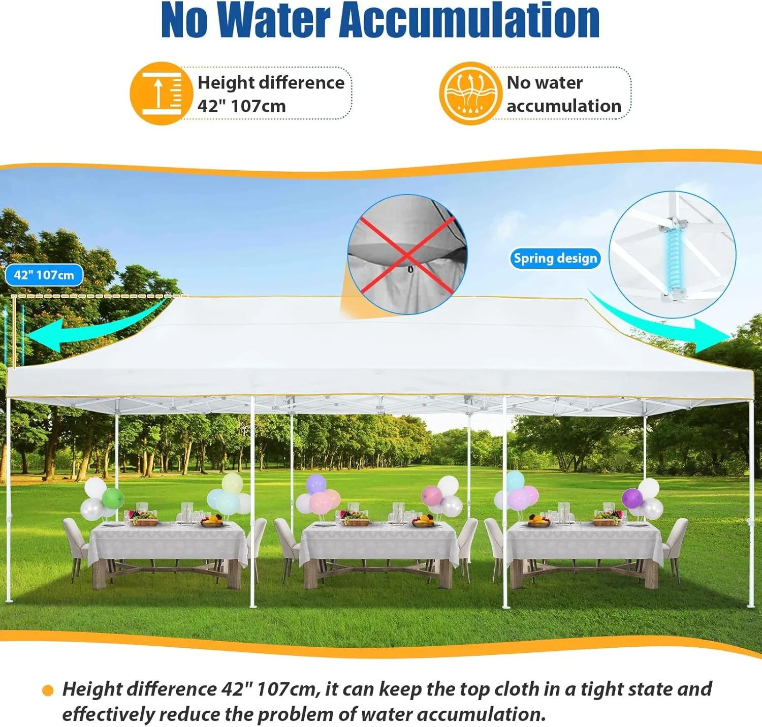 HOTEEL 10x30 Pop up Canopy Tent for Parties, Heavy Duty Easy Setup Tent Without Sidewalls, Outdoor Commercial Instant Gazebo for Wedding Event, with Portable Bag, White(Hexagonal Frame)