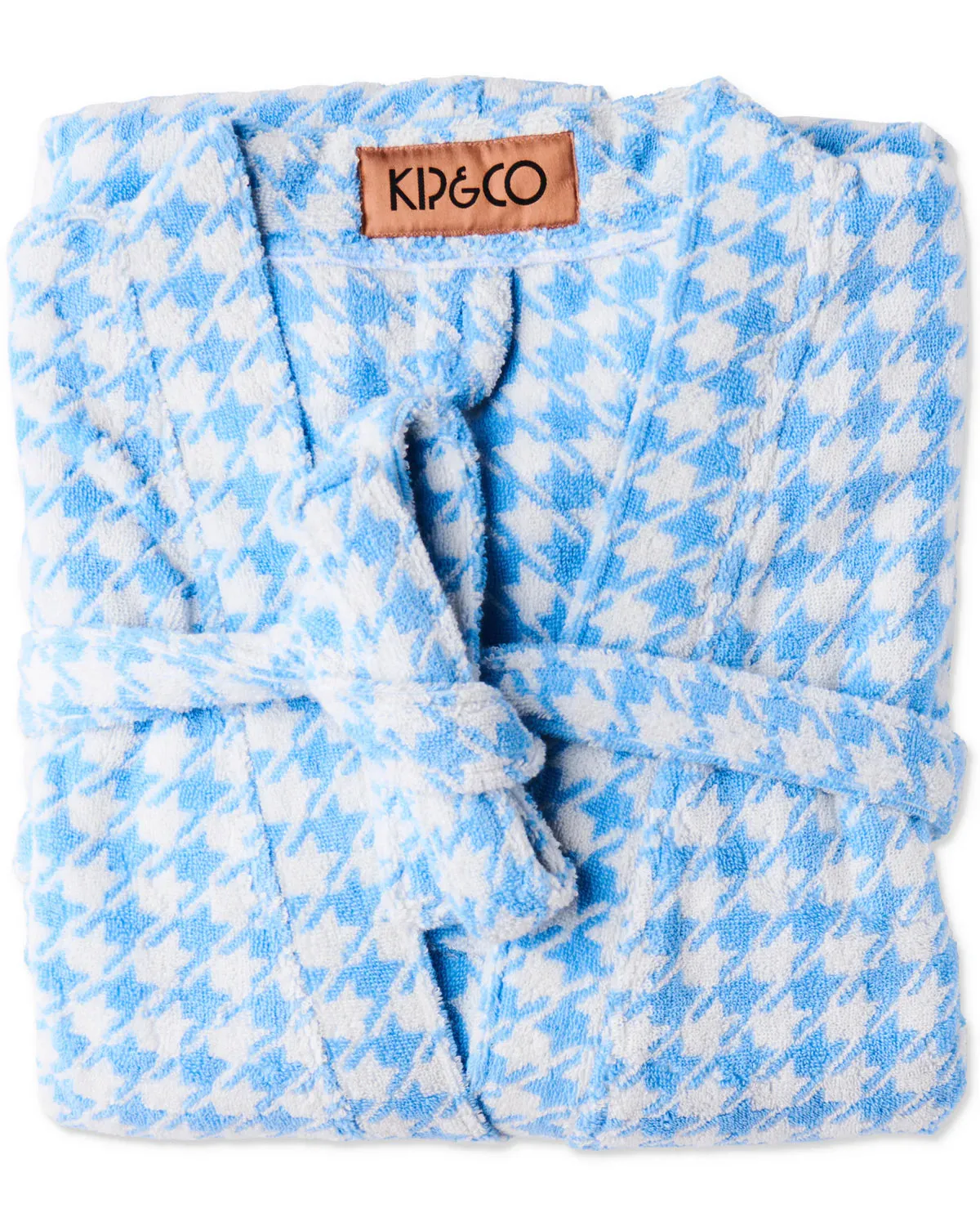 HOUNDSTOOTH BLUE TERRY BATH ROBE