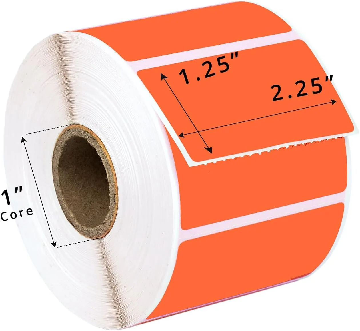 HOUSELABELS 2.25" x 1.25" Orange Address Labels on 1" Core Compatible with Zebra and Rollo Printers, 4 Rolls / 1,000 Labels per Roll