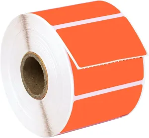 HOUSELABELS 2.25" x 1.25" Orange Address Labels on 1" Core Compatible with Zebra and Rollo Printers, 4 Rolls / 1,000 Labels per Roll