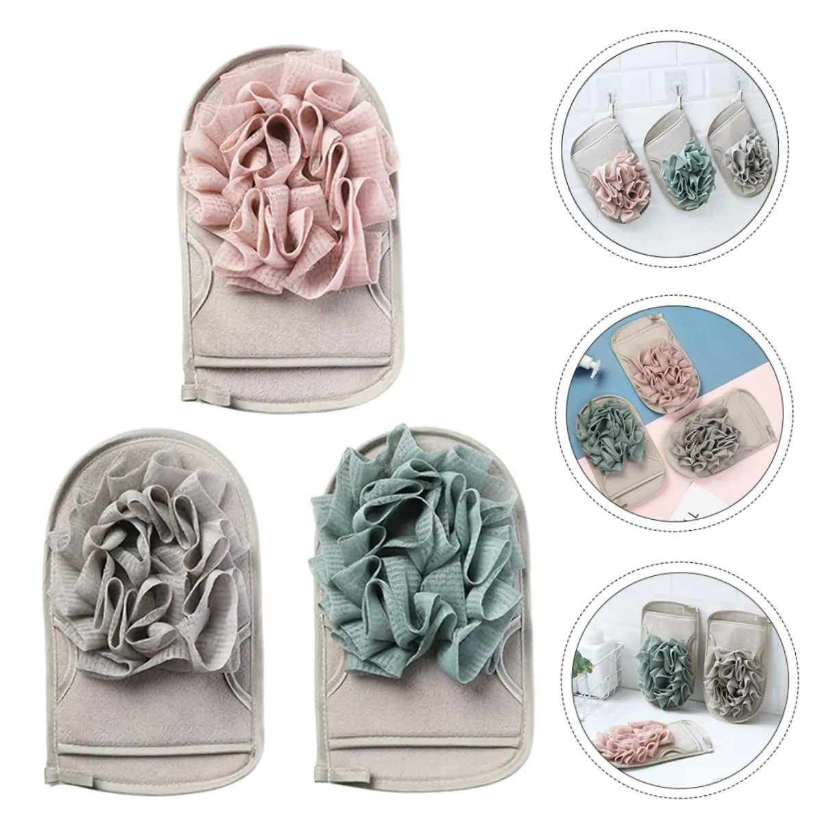 Housoutil 9pcs Bath Exfoliating Gloves Dual-sided Shower Mitts for Body Scrubbing Skin and Deep Cleansing for Arms Legs and
