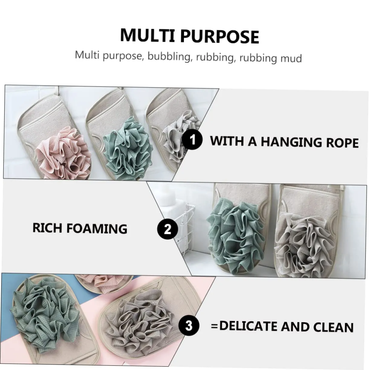 Housoutil 9pcs Bath Exfoliating Gloves Dual-sided Shower Mitts for Body Scrubbing Skin and Deep Cleansing for Arms Legs and
