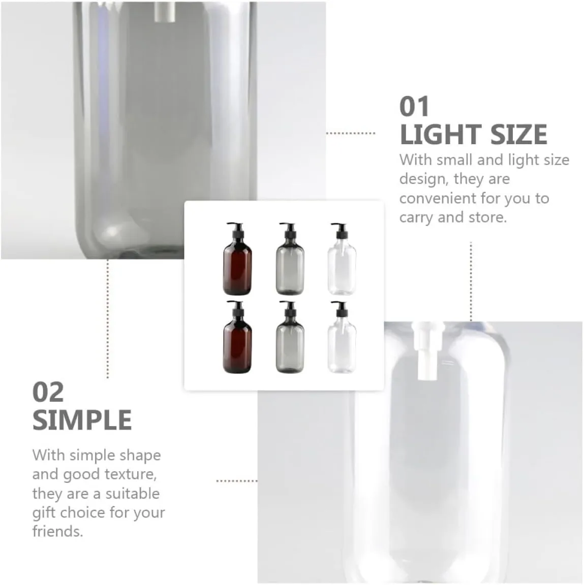 Housoutil Leakproof 6Pcs Travel Containers CompactPP Bottles for Cosmetics Toiletries
