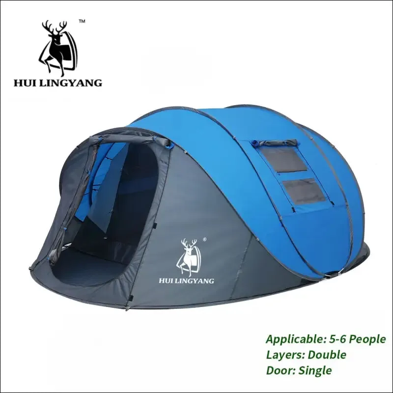 Hui lingyang throw pop up tent 4-6 person outdoor automatic tents double layers large family tent