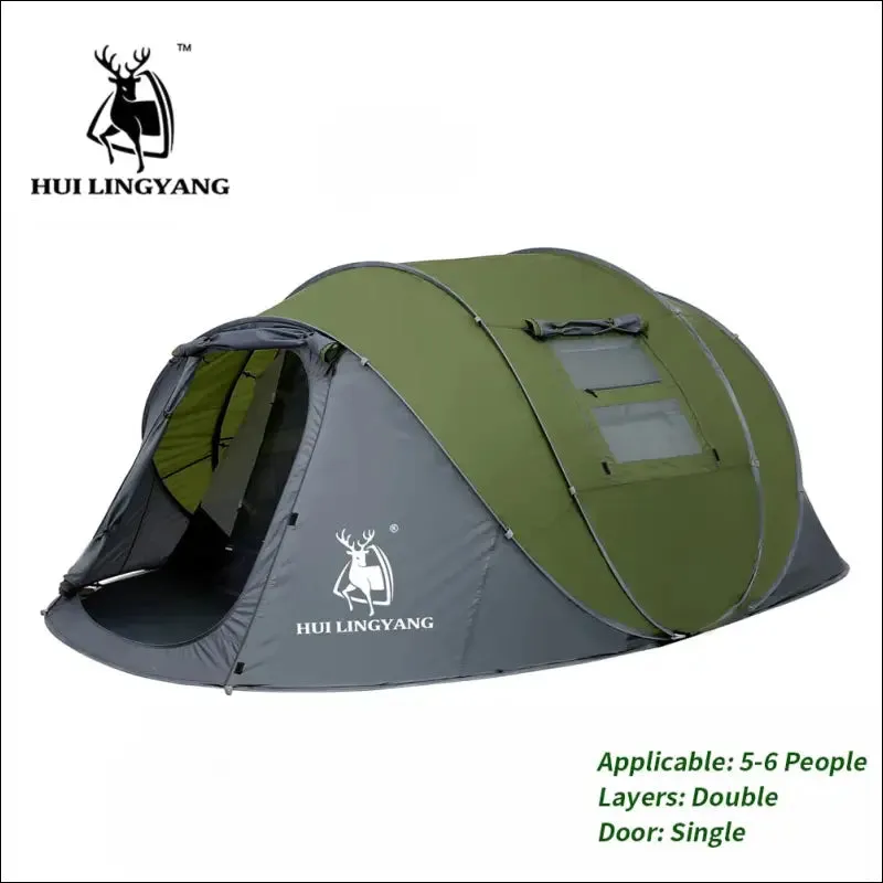 Hui lingyang throw pop up tent 4-6 person outdoor automatic tents double layers large family tent
