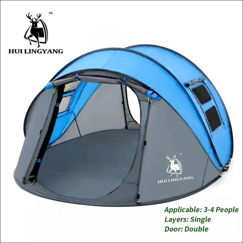 Hui lingyang throw pop up tent 4-6 person outdoor automatic tents double layers large family tent