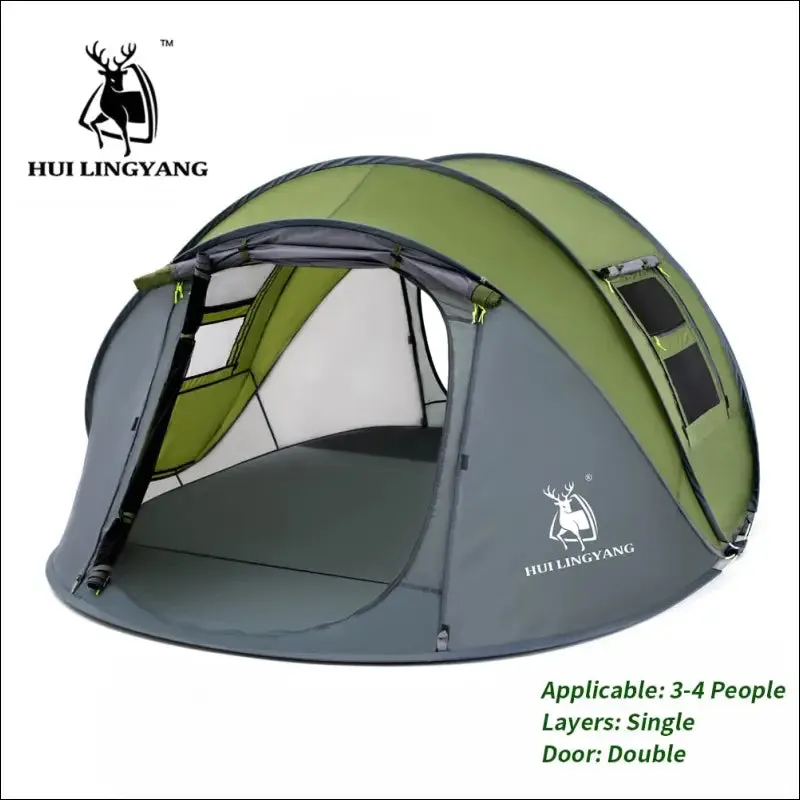 Hui lingyang throw pop up tent 4-6 person outdoor automatic tents double layers large family tent