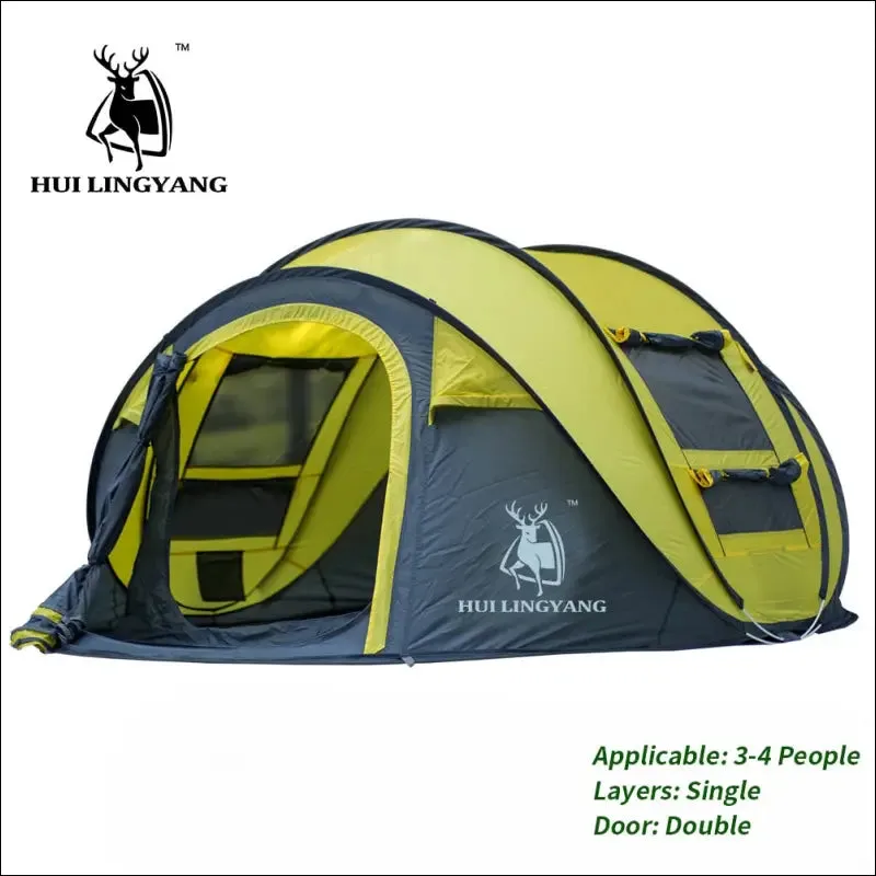 Hui lingyang throw pop up tent 4-6 person outdoor automatic tents double layers large family tent