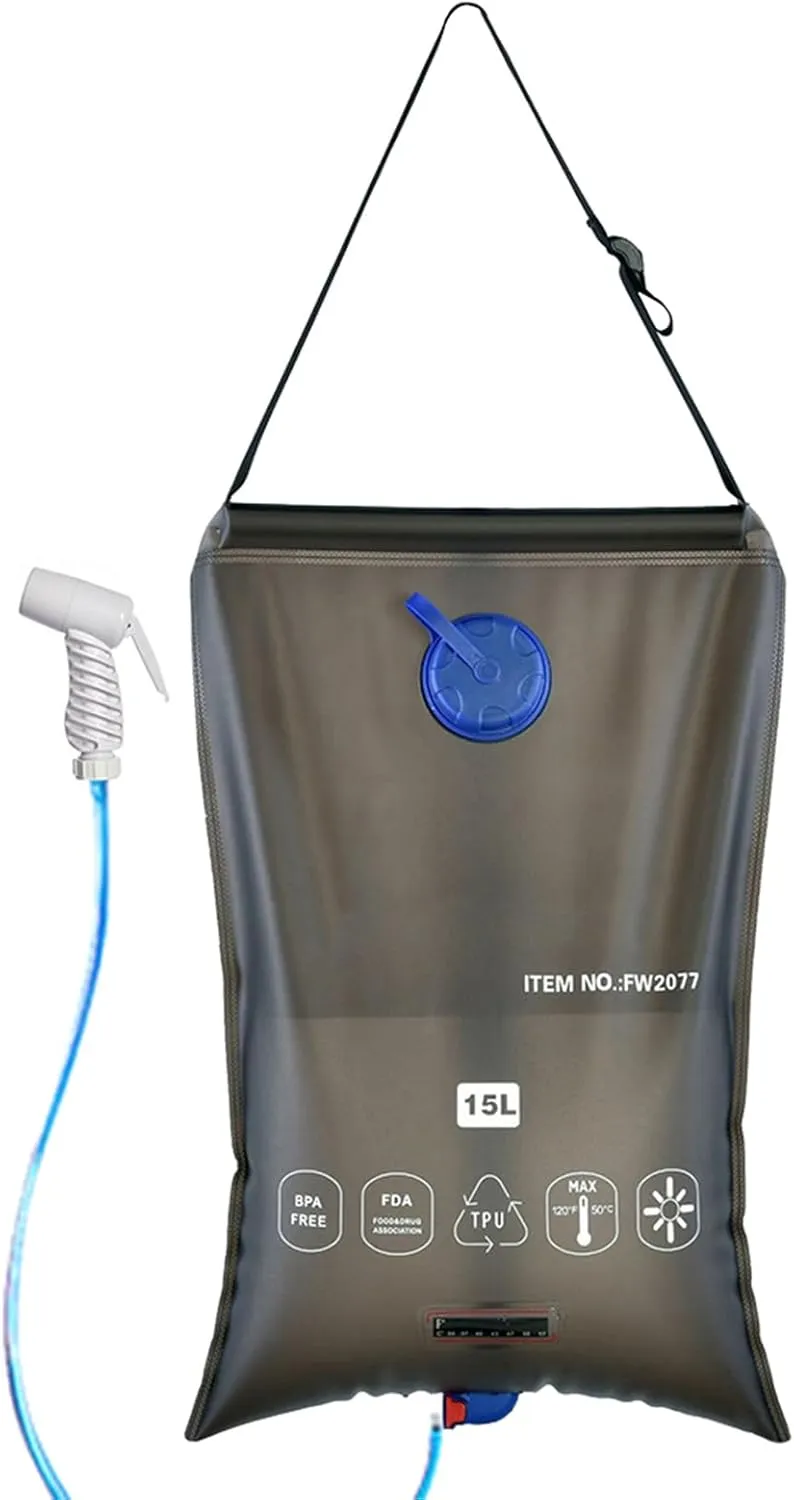 HXBER Water Bag Collapsible Water Container 15L Portable Camping Shower Bag Water Bag for Outdoor