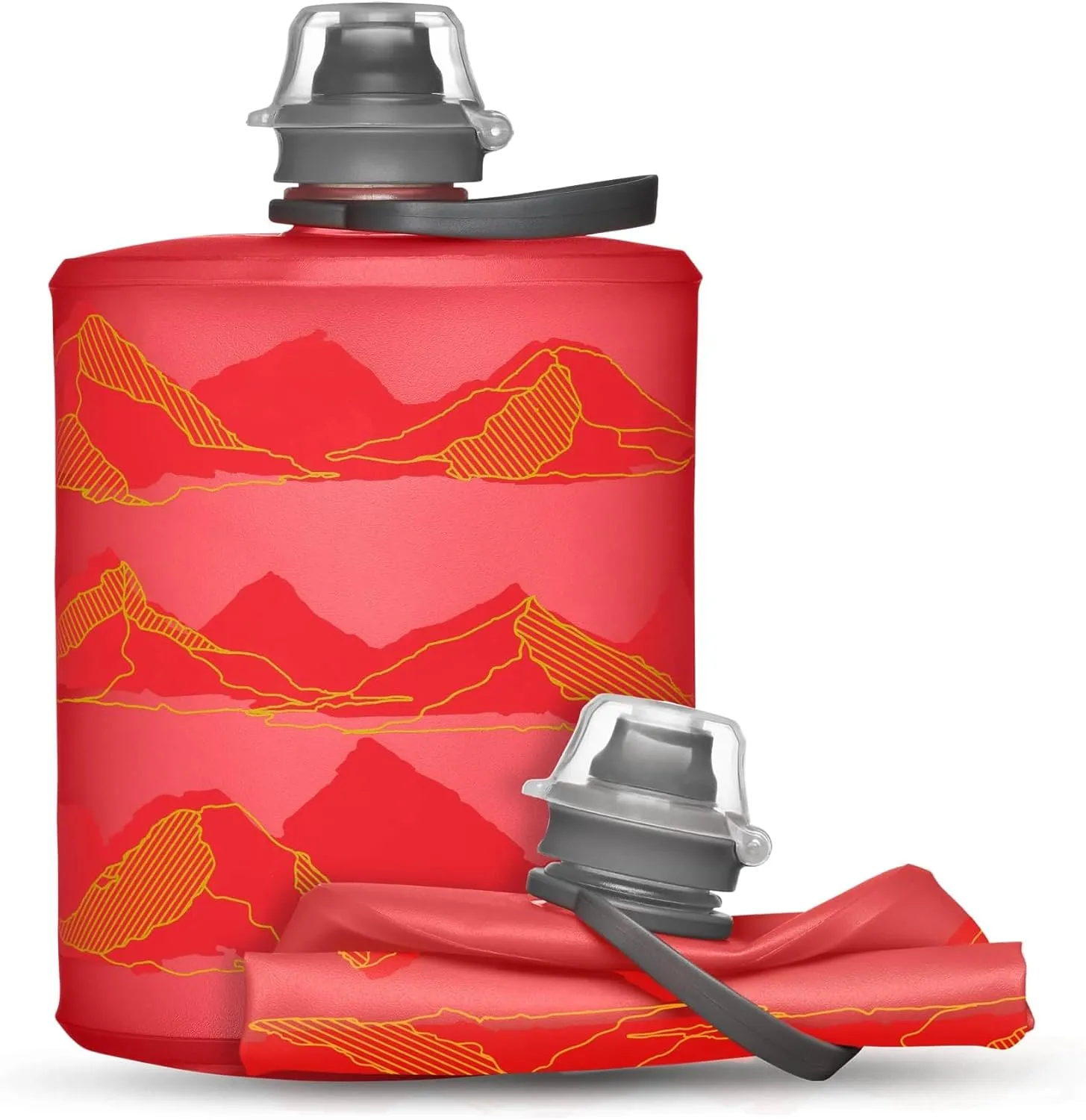 HydraPak Mountain Stow (500ml, 17oz) Collapsible Water Bottles - Tahoe Blue & Redwood Red
