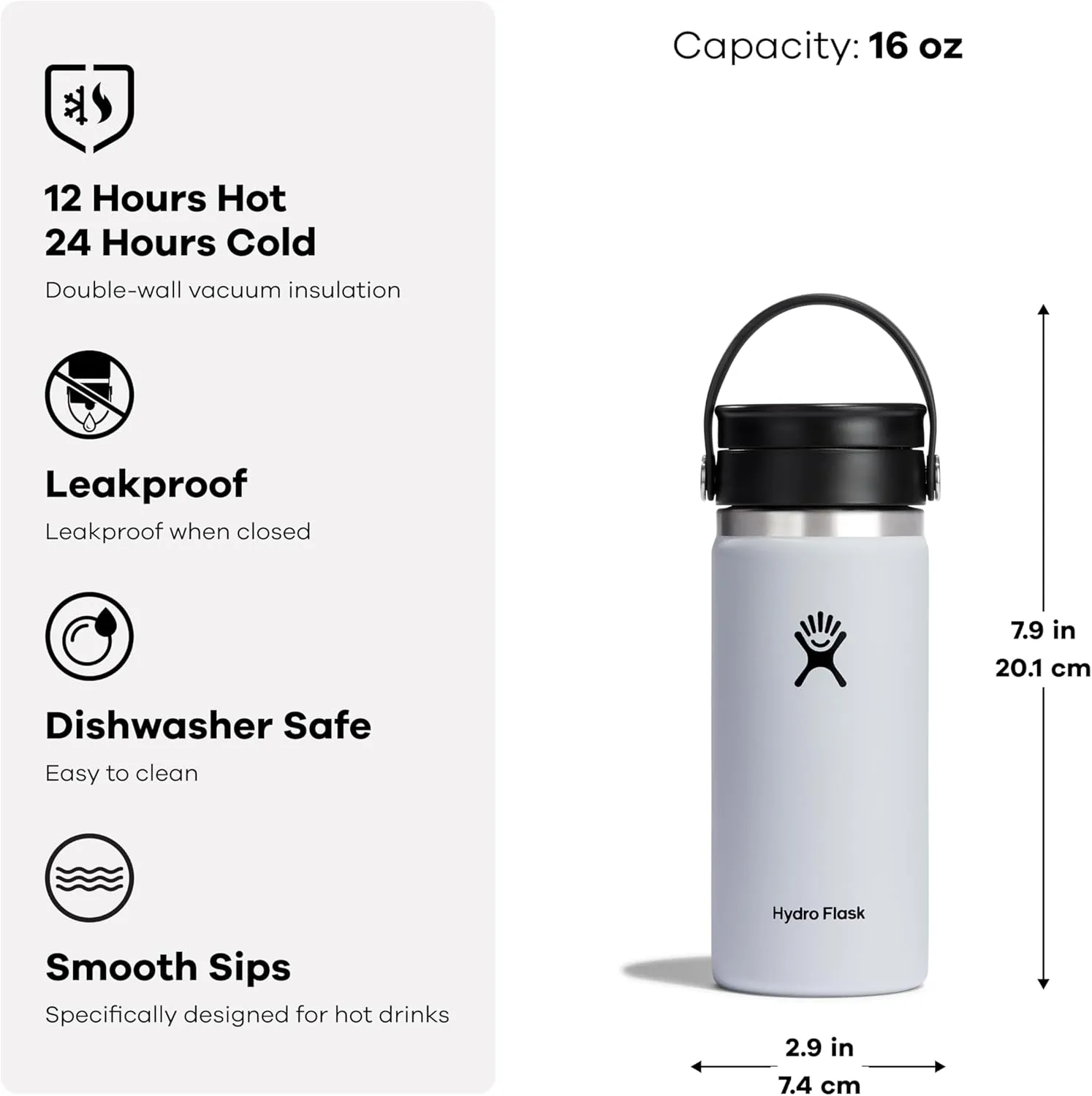 Hydro Flask 16 oz Wide Mouth with Flex Sip Lid Stainless Steel Reusable Water Bottle Lupine - Vacuum Insulated, Dishwasher Safe, BPA-Free, Non-Toxic
