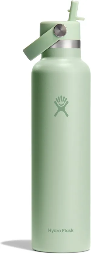 Hydro Flask 24 Oz Stainless Steel Standard Mouth Water Bottle with Flex Straw Cap and Double-Wall Vacuum Insulation