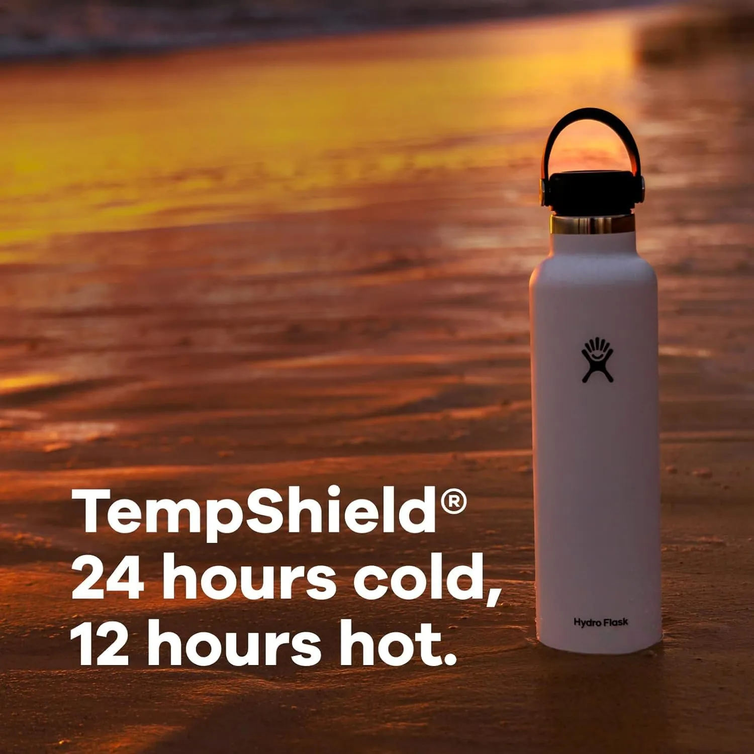 Hydro Flask Stainless Steel Standard Mouth Water Bottle with Flex Cap and Double-Wall Vacuum Insulation