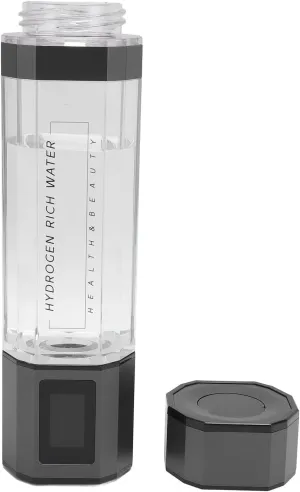 Hydrogen Water Bottle, 5000ppb Leakproof Sealing Hydrogen Rich Water Generator Automatic Backwash for Fitness (Black)