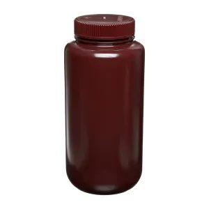 I-Chem Brand N301-0250 Nalgene 300 Series HDPE Wide Mouth Bottle, Amber, Certified, With Cap, Capacity: 250mL (Case of 72)