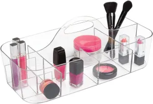 iDesign Clarity Cosmetic Organizer Tote for Vanity Cabinet to Hold Makeup, Beauty Products - Clear 14.5" x 7" x 5.75"
