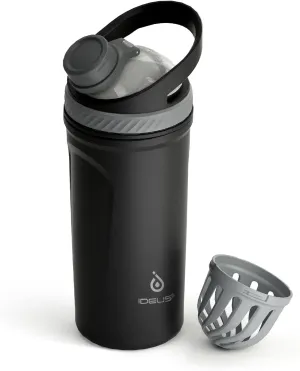 Ideus Insulated Shaker Bottle 24oz(710ml), Stainless Steel Shaker for Protein, Leakproof Water Bottle and Shaker Cups for Protein Shakes