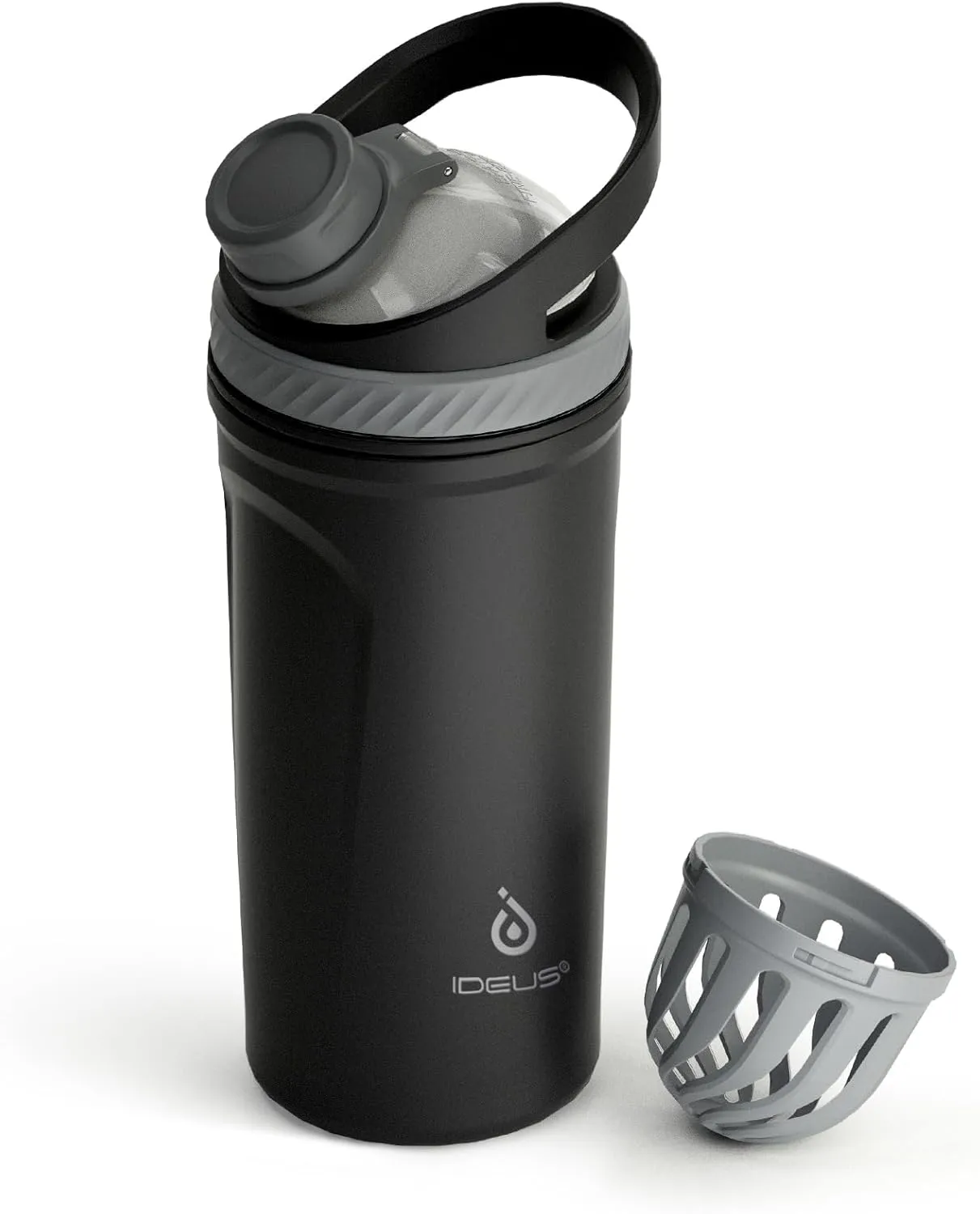 Ideus Insulated Shaker Bottle 24oz(710ml), Stainless Steel Shaker for Protein, Leakproof Water Bottle and Shaker Cups for Protein Shakes