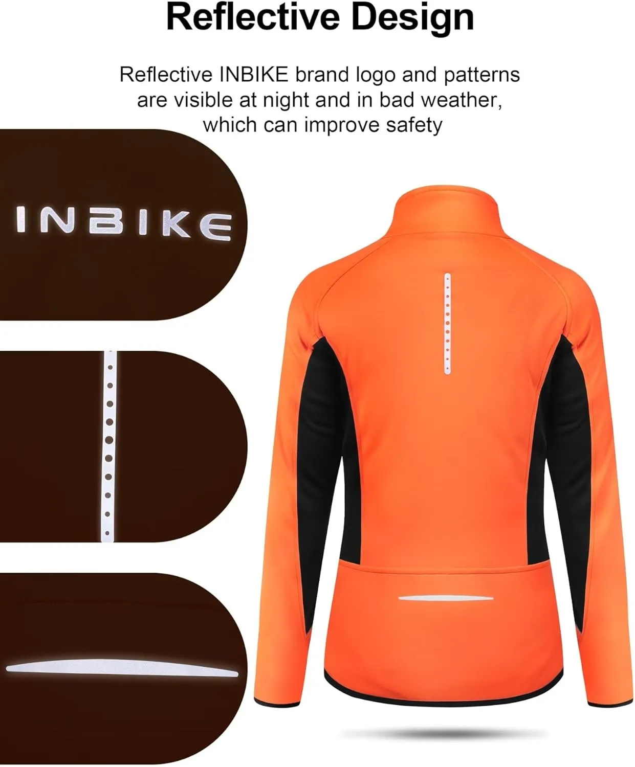INBIKE Women's Cycling Jacket Biking Running Windbreaker Thermal Fleece Lined Reflective Coat for Cold Weather Winter