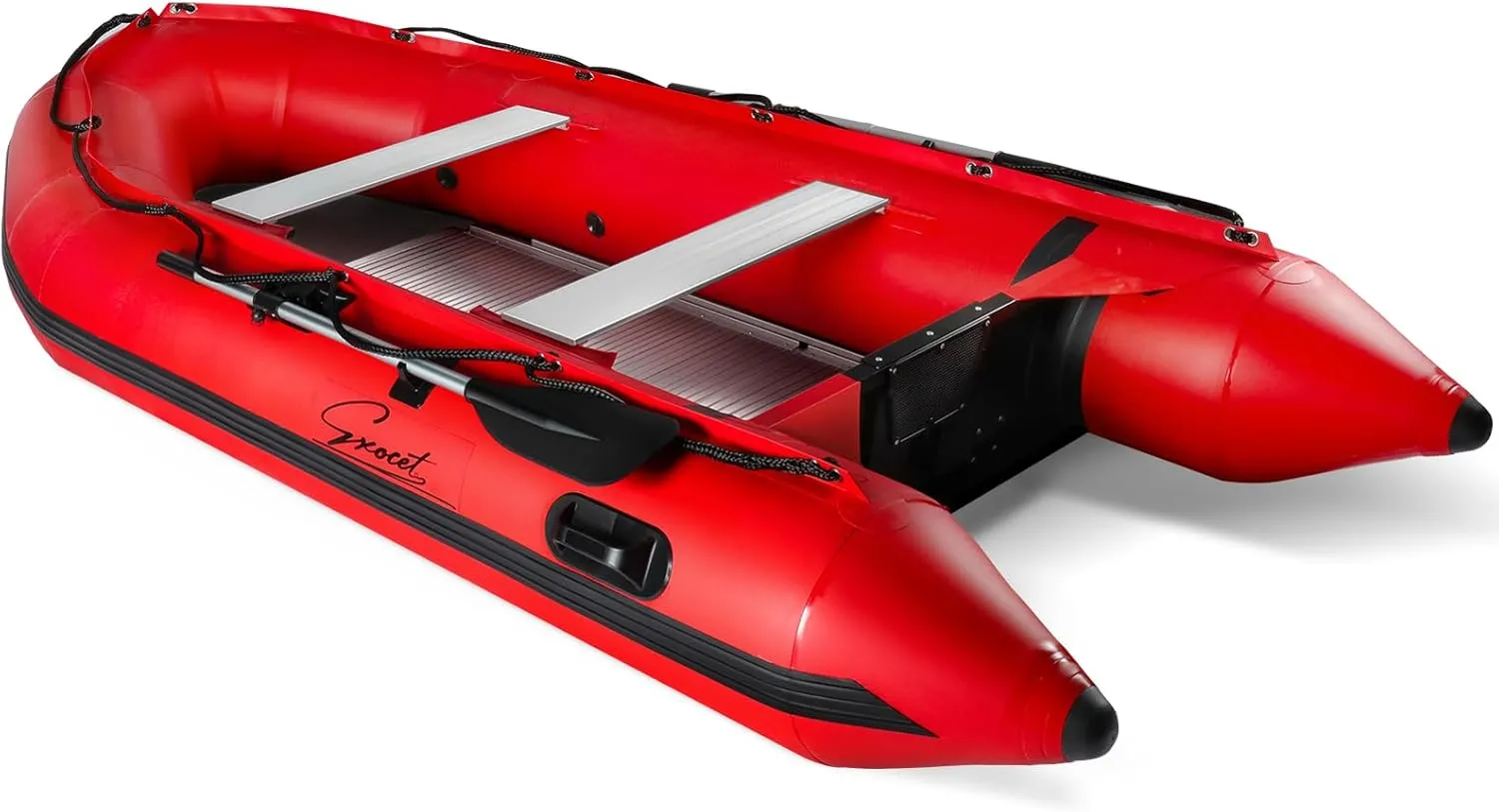 Inflatable Dinghy Boat 7 Person, EXOCET, PVC Composite, Aluminum Floor and Aluminum Transom, V-Shaped Hull, 4 Air Chambers, Quick Inflation, Inflatable Boat for Adults