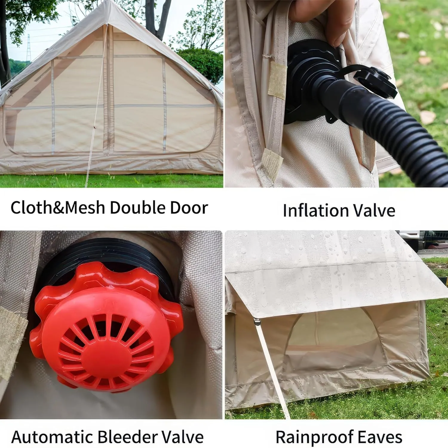 Inflatable Tent for Camping, 4–6 Person Blow Up Tent for Camping with Hand Pump, Mesh Windows, Waterproof Cloth, Easy Setup, 4-Season Use