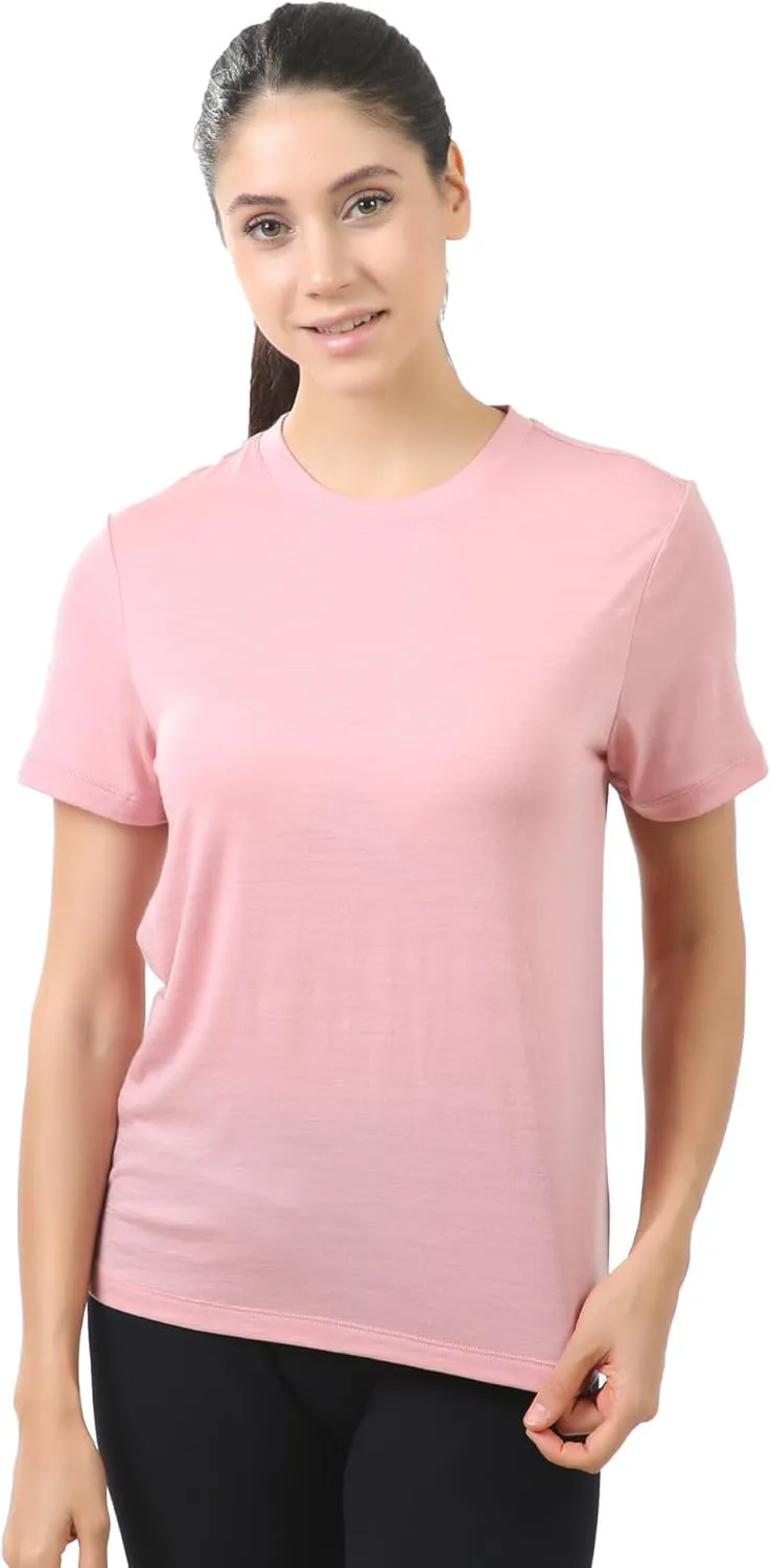 innotree Merino Wool T Shirts Women, Odor-Resistant Crew Neck Tops Short Sleeve Base Layer for Outdoor Travel Hiking T Shirts