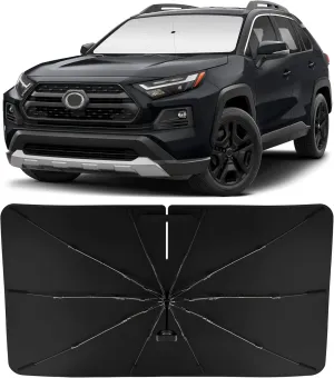 INSAUTO Windshield Sun Shade Umbrella for Toyota RAV4 2019-2025, Foldable Front Windshield Sunshade with Storage Bag, Block Out UV Rays & Heat, Keep Car Cool
