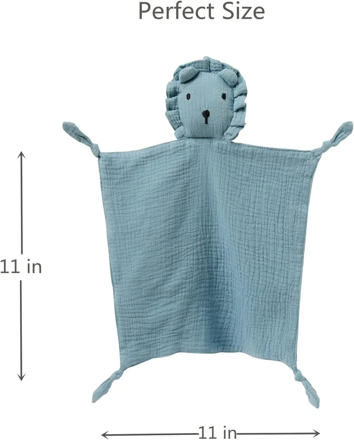 insular Lovey Blanket for Boys and Girls, Organic Cotton Muslin Security Blanket for Babies, Soft Breathable Lovie Soothing Towel for Newborn and Infant, 2 Pcs Set, Blue&Gray