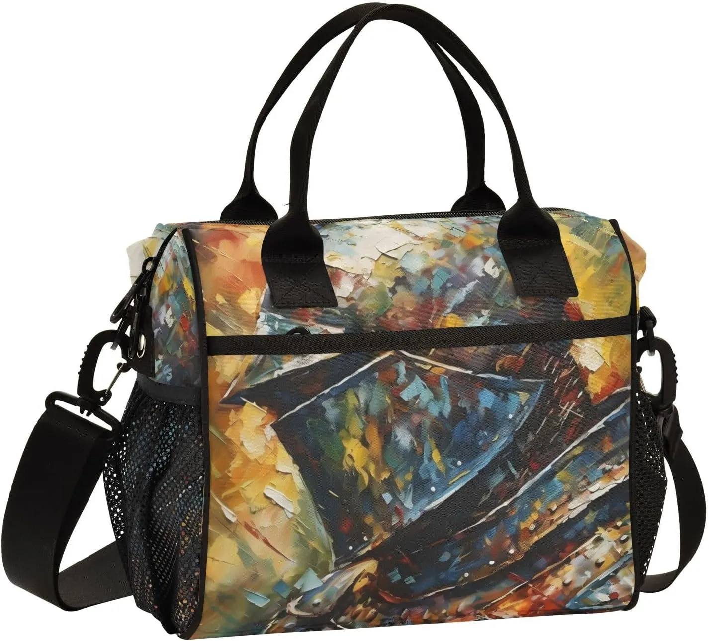 Insulated Lunch Bag Portrait Knight Painting Print for Women Men Spacious Interior Leakproof Thermal Lunch Box Cooler Bag for Office, Outdoor, Travel Small