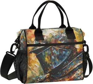 Insulated Lunch Bag Portrait Knight Painting Print for Women Men Spacious Interior Leakproof Thermal Lunch Box Cooler Bag for Office, Outdoor, Travel Small