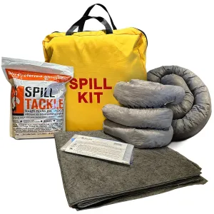 Intermountain Absorbents Universal Spill Kits - Spill Kits for Water & Oil Spill with Yellow Spill Kit Bag, 4 Universal Absorbent Socks, 10 Universal Spill Absorbent Pads, 2 lb Spill Tackle, 1 Pack