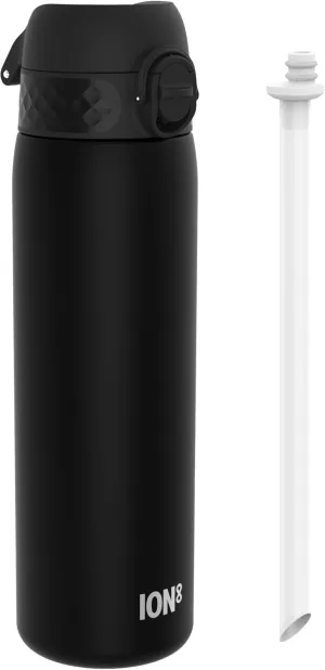 ION8 500ml Water Bottles With Straw, Clear, Black, 500ml/18oz- new but no packaging
