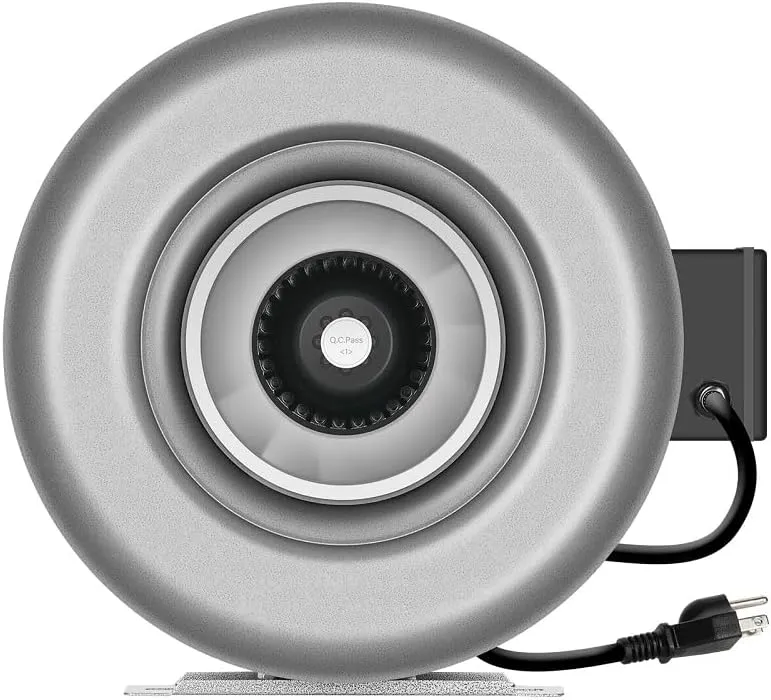 iPower 8 Inch 750 CFM Inline Duct Ventilation HVAC Exhaust Blower for Grow Tent, Grounded Power Cord, 8" Fan