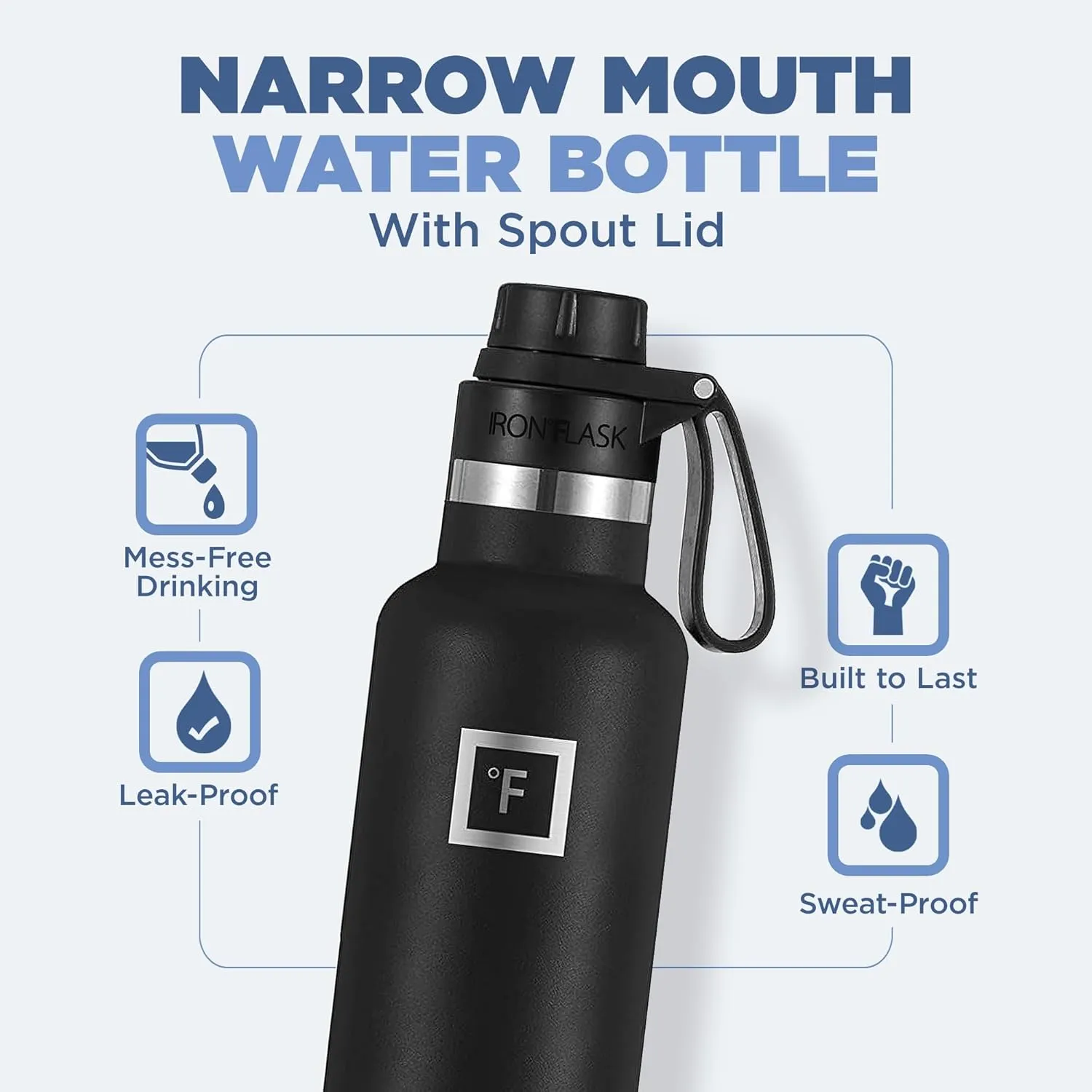 IRON °FLASK Camping & Hiking Hydration Canteens - 3 Lids (Narrow Spout Lid) Leak Proof Vacuum Insulated Stainless Steel - Hot & Cold Double Walled Sports Water Bottle - Cashmere Cream, 24 Oz