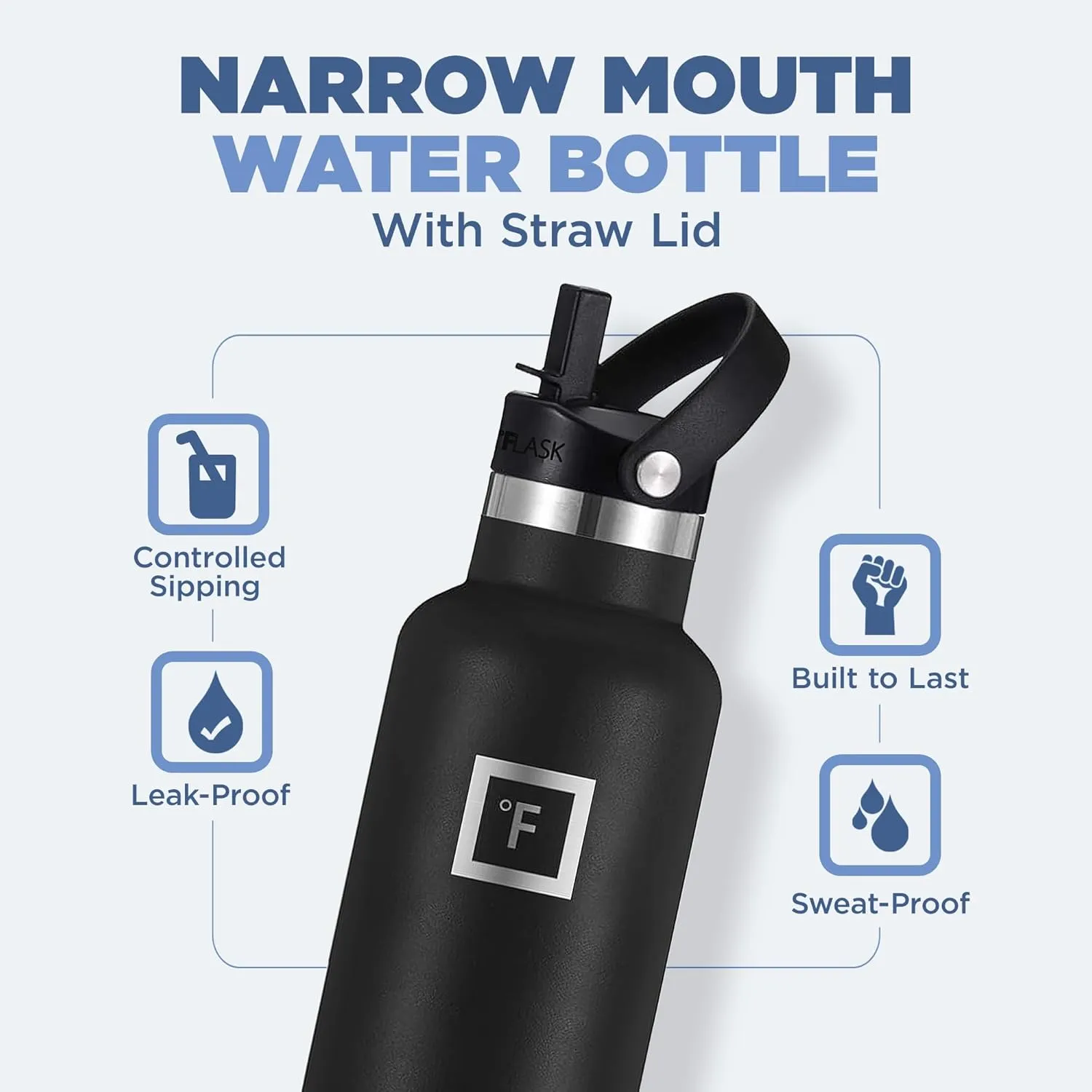 IRON °FLASK Camping & Hiking Hydration Canteens - 3 Lids (Narrow Straw Lid) Leak Proof Vacuum Insulated Stainless Steel - Hot & Cold Double Walled Sports Water Bottle - Dark Rainbow, 24Oz
