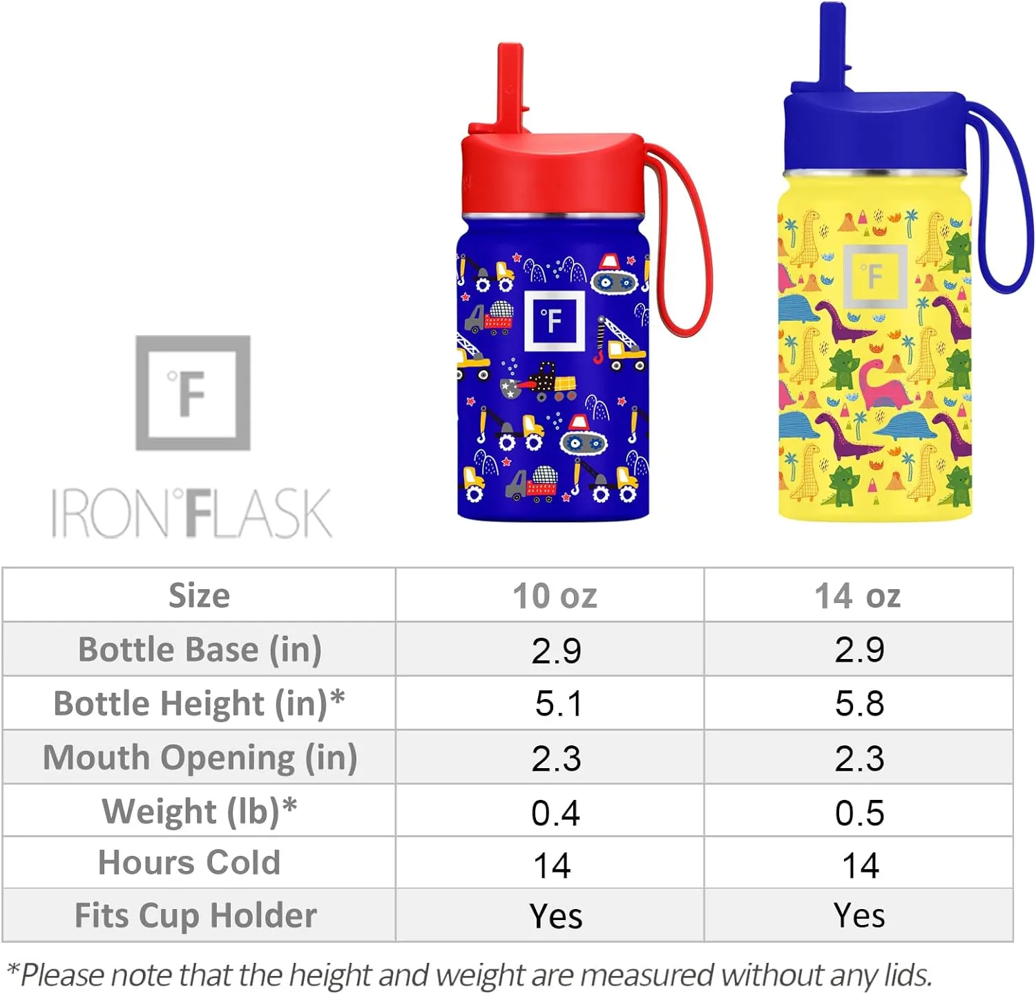 IRON °FLASK Kids Water Bottle - Straw Lid, 20 Name Stickers, Vacuum Insulated Stainless Steel, Double Walled Tumbler Travel Cup, Thermos Mug - Monsters Crew, 10 Oz