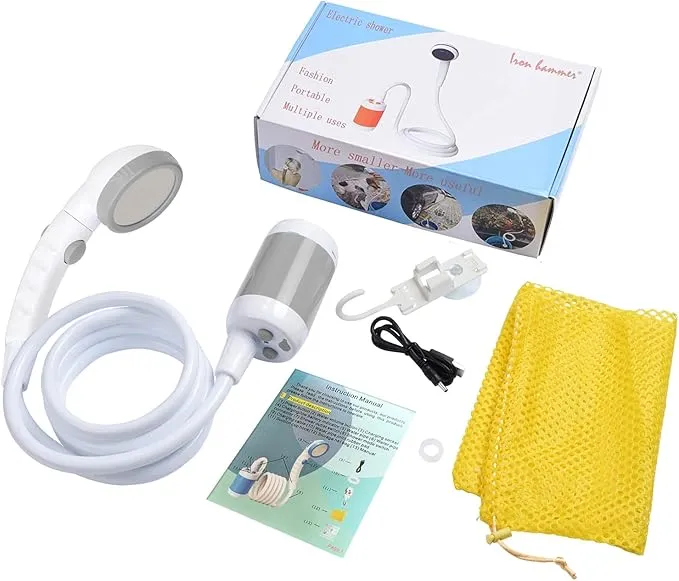 Iron Hammer Portable Shower Electric Shower Camping Shower Built-in 5000mAh Large Capacity Rechargeable Battery-Powered Shower for Indoor or Outdoor Showering Car Washing Pet Bathing