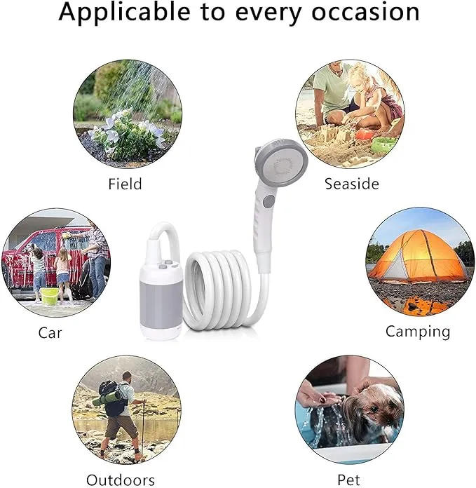 Iron Hammer Portable Shower Electric Shower Camping Shower Built-in 5000mAh Large Capacity Rechargeable Battery-Powered Shower for Indoor or Outdoor Showering Car Washing Pet Bathing