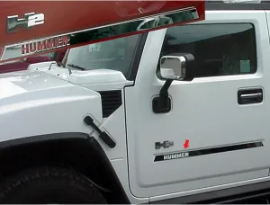 is Compatible with 2003-2009 Hummer H2 4 Piece Stainless Body Molding Insert Trim Kit, with Hummer Logo Letters Cut Out HV43025