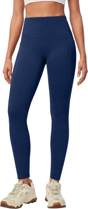IUGA Women's Fleece Lined Leggings with Pockets Winter Warm Thermal Leggings for Women High Waisted Yoga Pants