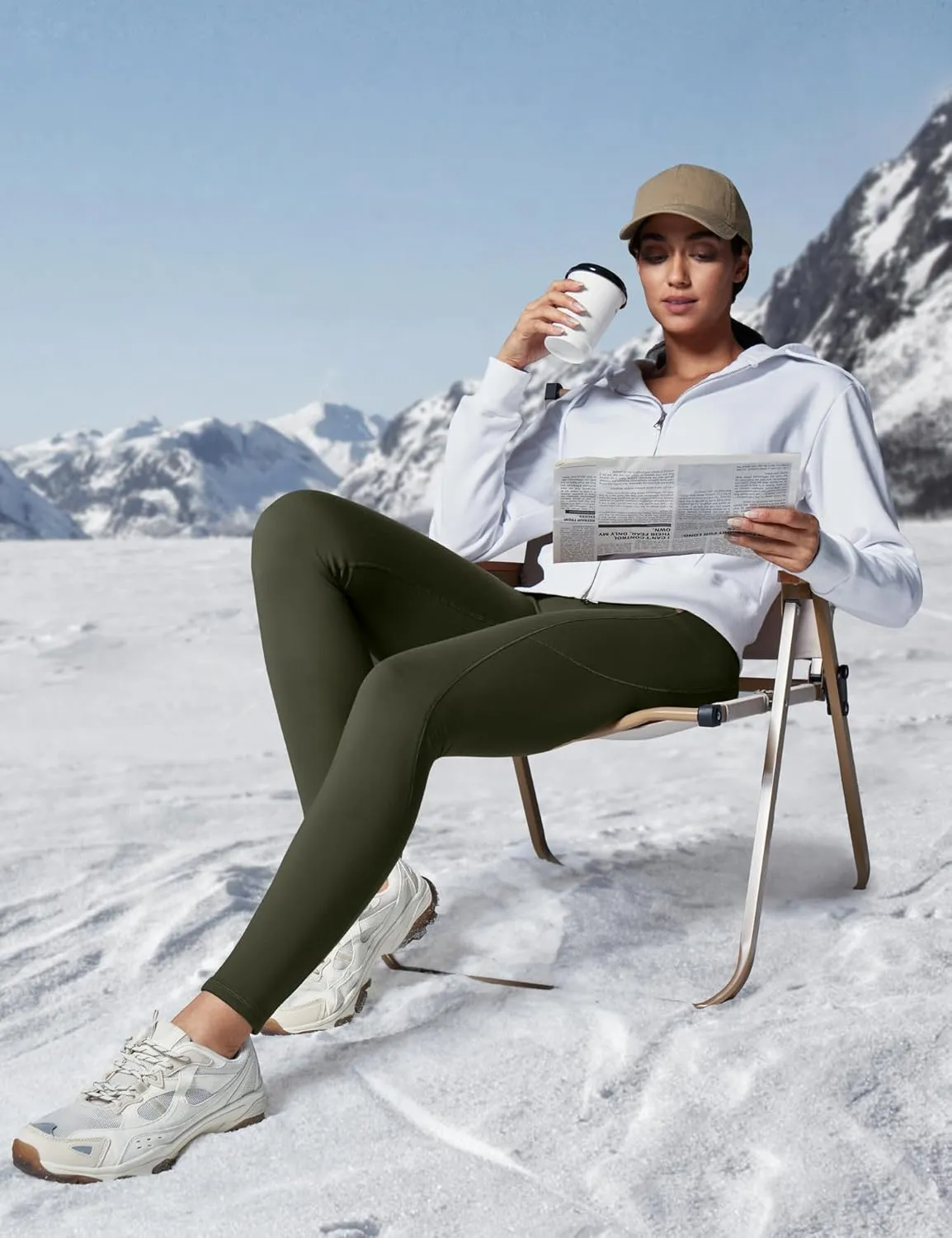 IUGA Women's Fleece Lined Leggings with Pockets Winter Warm Thermal Leggings for Women High Waisted Yoga Pants