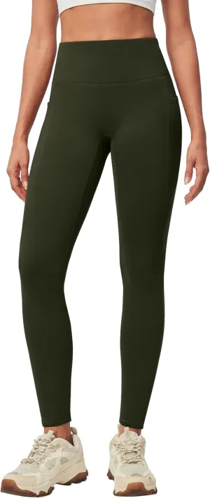 IUGA Women's Fleece Lined Leggings with Pockets Winter Warm Thermal Leggings for Women High Waisted Yoga Pants