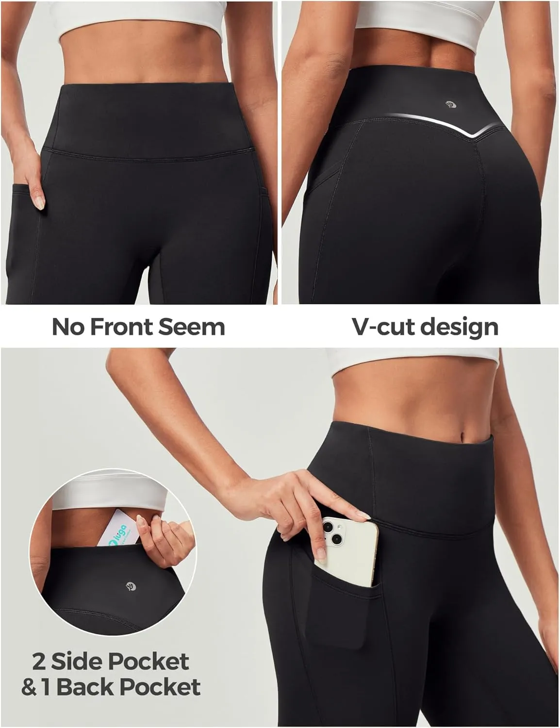 IUGA Women's Fleece Lined Leggings with Pockets Winter Warm Thermal Leggings for Women High Waisted Yoga Pants
