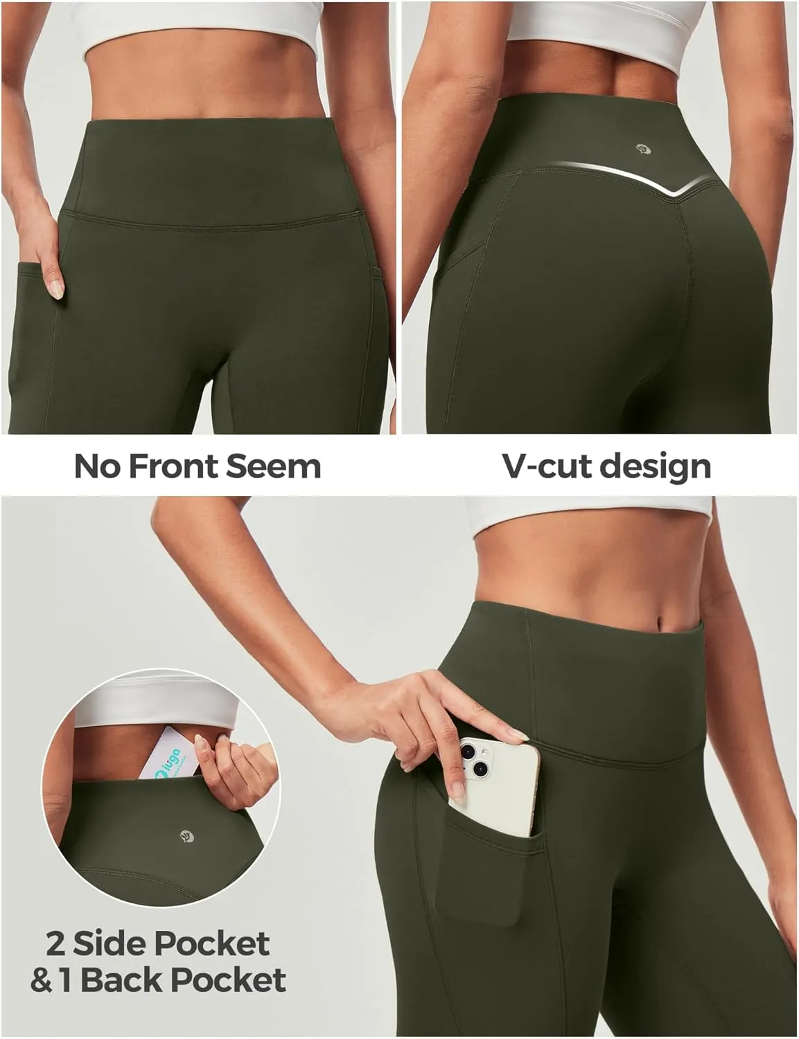 IUGA Women's Fleece Lined Leggings with Pockets Winter Warm Thermal Leggings for Women High Waisted Yoga Pants