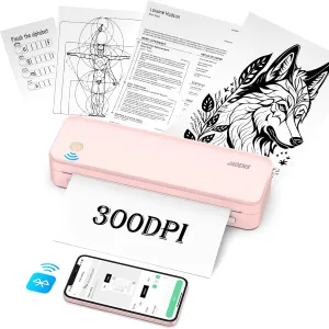 JADENS Portable Printers Wireless fot Travel, 300DPI Support 8.5''×11'' Thermal Paper, Inkless Printer for Laptop, Compatible with iOS, Android