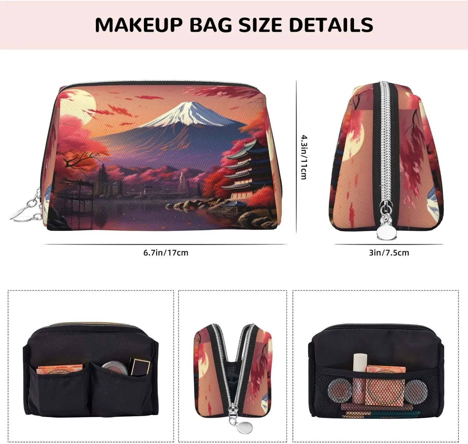 Japan Mount Fuji Landscape Travel-Ready Toiletry Bag, Compact Makeup Organizer For Women