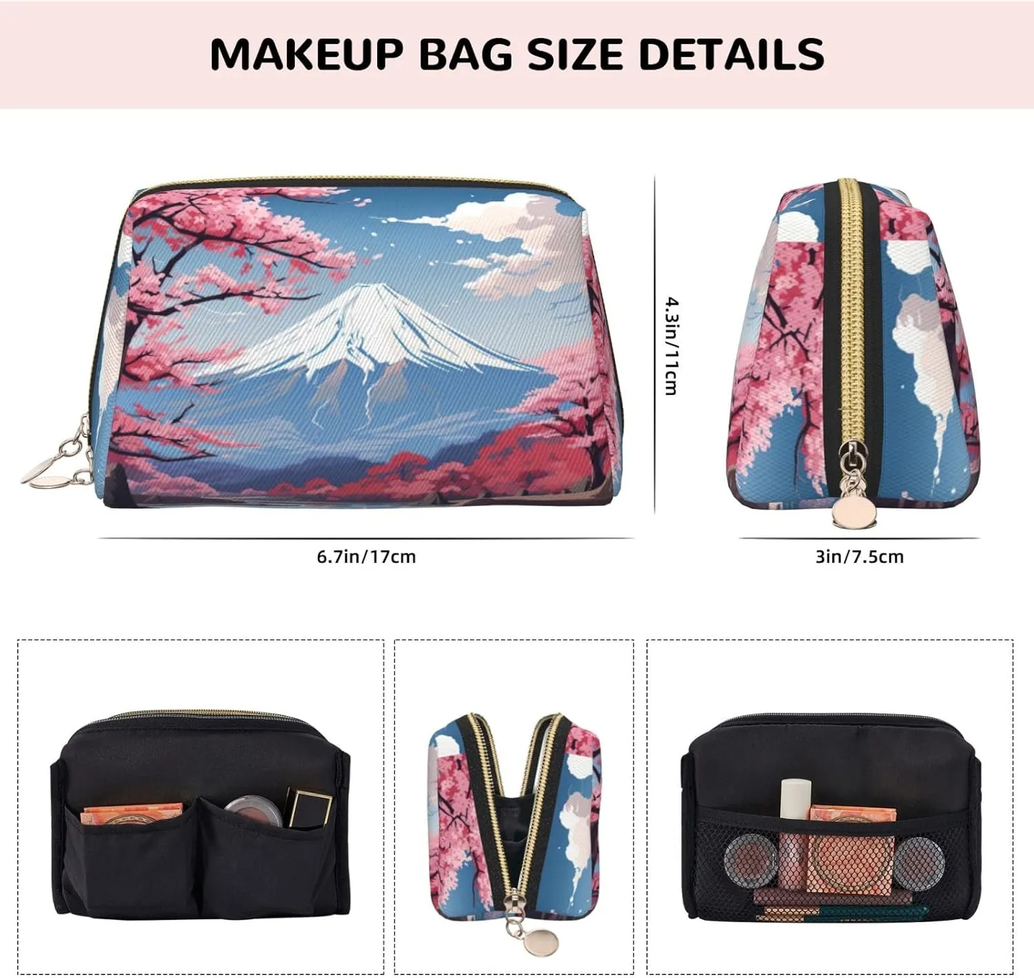 Japan Mount Fuji Landscape Travel-Ready Toiletry Bag, Compact Makeup Organizer For Women