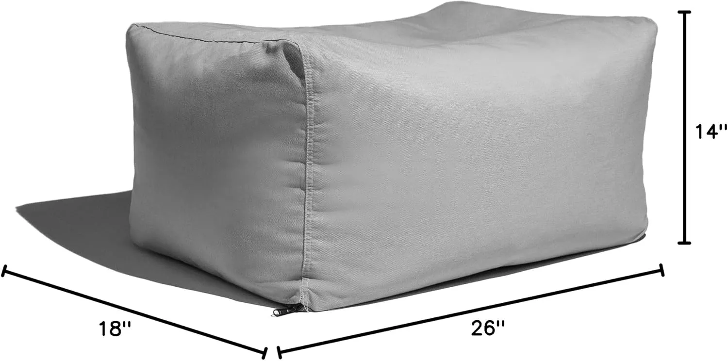 Jaxx Leon Outdoor Bean Bag Ottoman, Granite