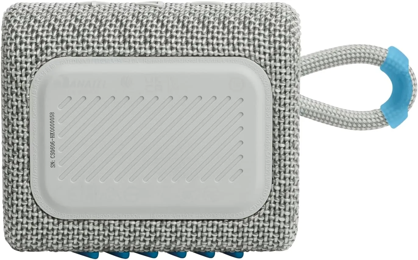 JBL Go 3 Eco - Portable Mini Bluetooth Speaker, big audio and punchy bass, IP67 waterproof and dustproof, 5 hours of playtime, Made in part with recycled materials (Eco White)